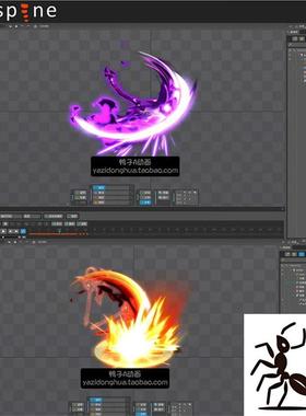 300套UI边框特效宝箱卡牌武器光效spine骨骼动画素材（