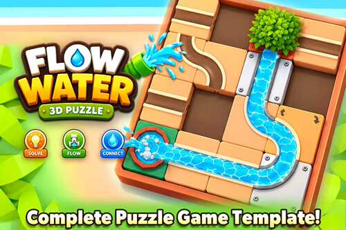 Unity Water Flow 3D Puzzle Game1.0 包更益智游戏模板5700+关卡