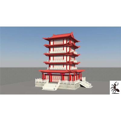 MAYA古建场景模型-03333 带材质贴图渲染（自动发货)