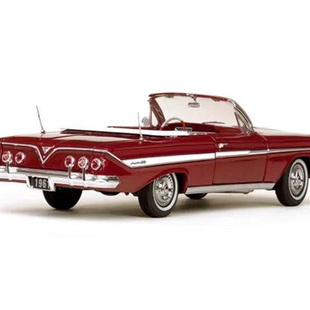 SunStar1/18太阳星汽车模型1961年雪佛兰Impala敞篷车英帕拉红色