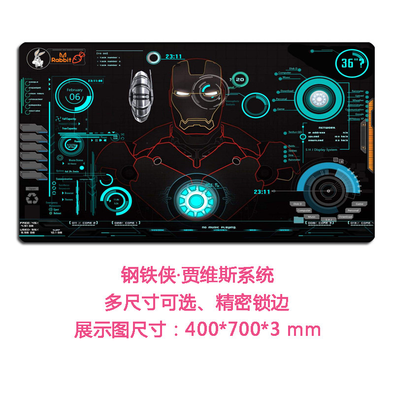 钢铁侠小丑女鼠标垫 超大加厚防滑电脑键盘垫办公书桌垫大号锁边