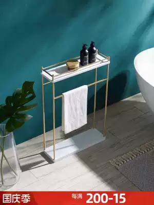 Yati brass non-perforated bathroom floor-to-ceiling towel rack light luxury marble rack Nordic dressing room towel hanging