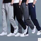 男休闲裤 直筒裤 春秋棉质宽松长裤 卫裤 运动裤 加大码 针织薄款 跑步裤