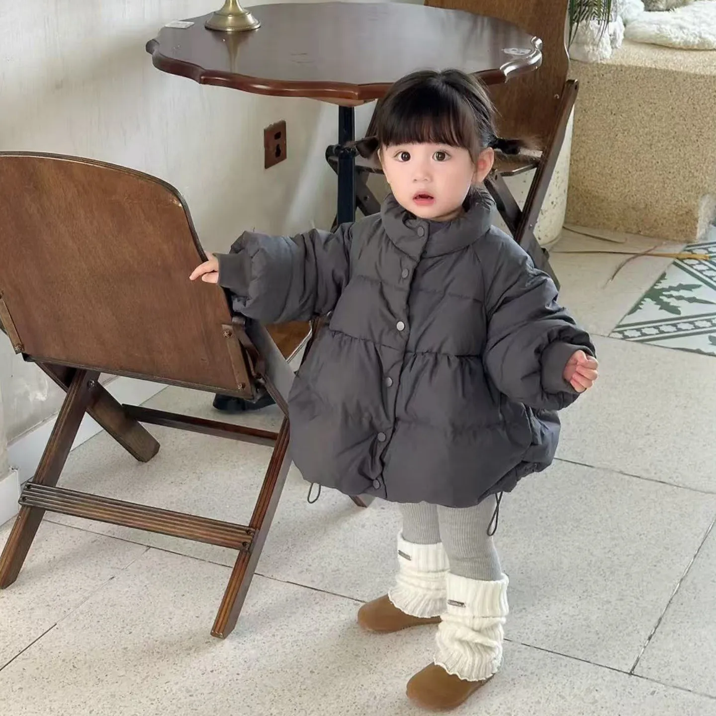 女童冬季羽绒服新款女宝加厚保暖白鸭绒外套冬装女孩子面包服上衣