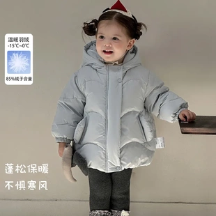 女童冬季韩式风套装冬天保暖羽绒外套儿童打底裤女宝宝冬装