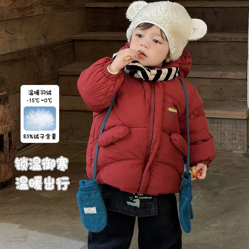 男童羽绒服外套春秋季连帽