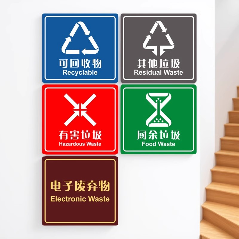 垃圾桶分类环保卫生标志牌标贴