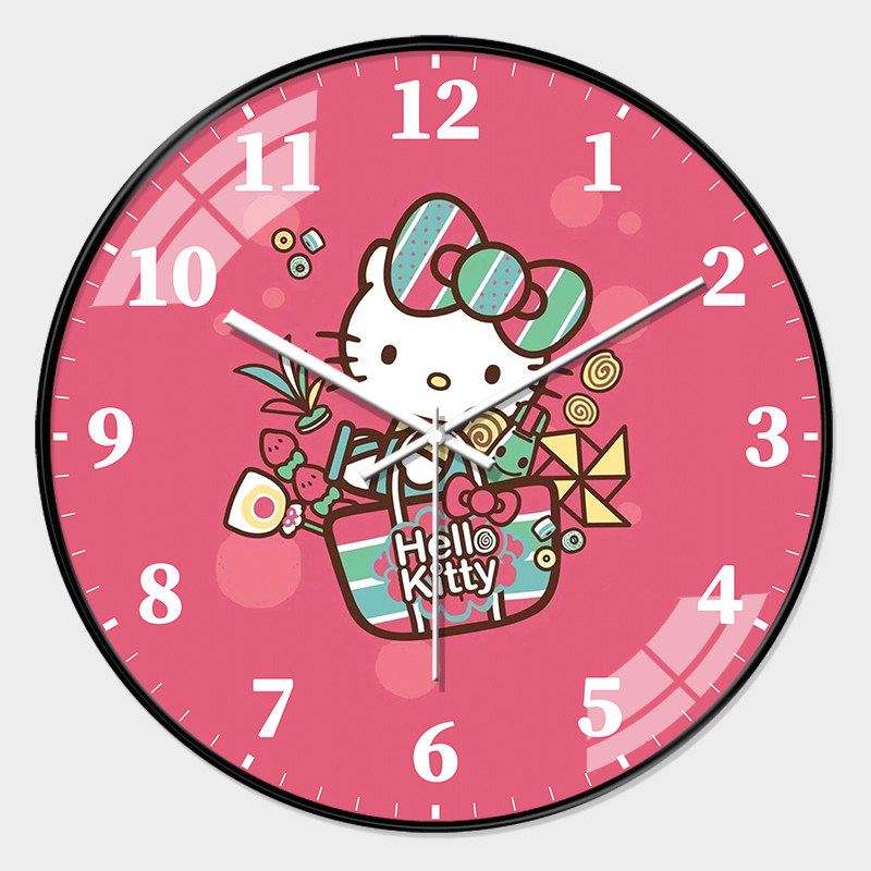 卡通hello kitty挂钟简约时尚可爱创意个性儿童房公主房静音钟表