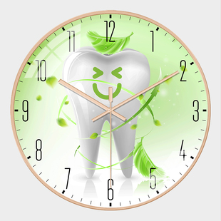 牙科诊所口腔医院牙齿健齿挂钟牙医办公室现代时尚 大厅静音时钟表