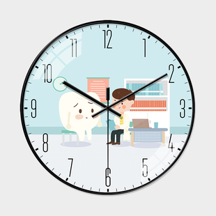 卡通口腔医院牙医诊所挂钟儿童牙齿保健时尚 挂表牙科创意静音钟表