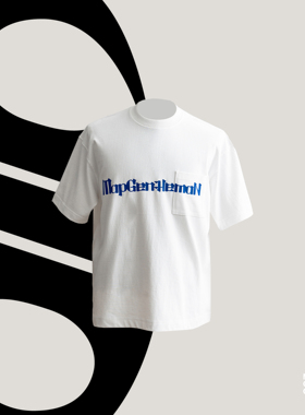 MGG 25SS钢笔LOGO美式印花短袖口袋百搭宽松T恤国潮男女同款上衣