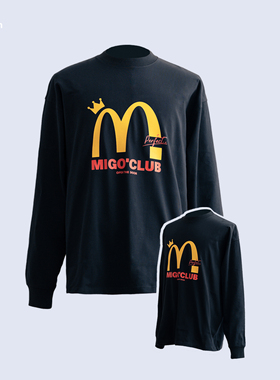 MGG 23AW麦当美式印花长袖潮牌恶搞宽松圆领廓形纯棉打底衫T恤男