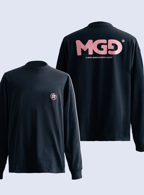 MGG 23AW美式印花重磅长袖潮牌男女落肩宽松圆领休闲打底衫T恤男