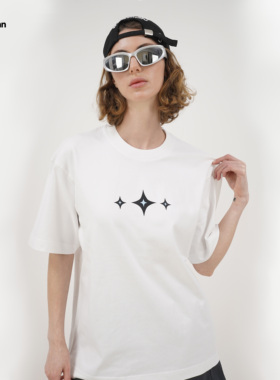 MGG'城市之光’星星美式印花短袖潮牌男女同款圆领重磅休闲T恤男