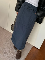 7AM10PM 设计感两穿可拆卸工装裙 夹棉半身直筒裙 保暖棉裙中长款