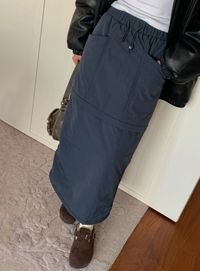 7AM10PM 设计感两穿可拆卸工装裙 夹棉半身直筒裙 保暖棉裙中长款