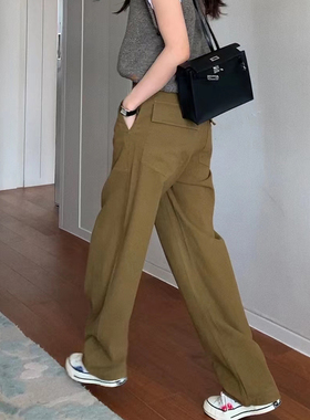 7AM10PM百搭工装裤直筒2022秋冬新款卡其色阔腿宽松休闲长裤子女