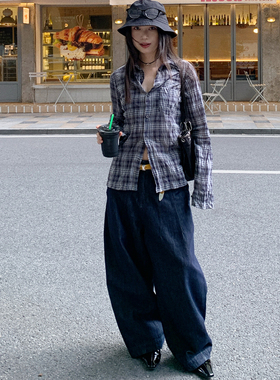 7AM10PM 时髦廓形香蕉牛仔裤 复古原色牛仔裤女百搭宽松显瘦长裤