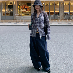 7AM10PM 时髦廓形香蕉牛仔裤 复古原色牛仔裤女百搭宽松显瘦长裤