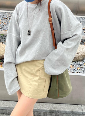 7AM10PM华夫格长袖防晒T恤女2022秋季新款慵懒风休闲宽松灰色上衣