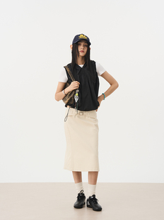 7AM10PM黑色带帽防晒无袖马甲 户外无袖坎肩骑行徒步外搭叠穿背心