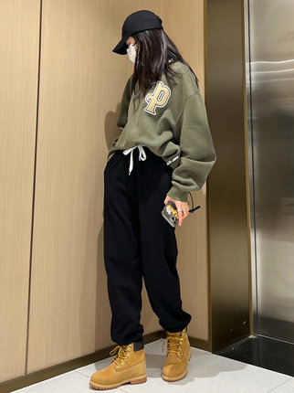 7AM10PM 春秋新款直筒高腰宽松显瘦束脚遮肉运动休闲卫裤哈伦裤女