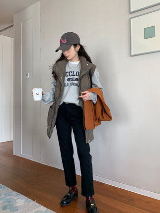 7AM10PM四面弹合身牛仔裤女修身显腿长高腰百搭烟管九分休闲裤女