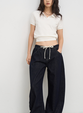 7AM10PM  简约白色插肩袖polo衫T恤女 2025新款百搭短款上衣