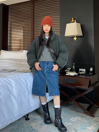 7AM10PM 复古简约面包棉服女 2023秋冬新款立领棉衣棉袄宽松外套