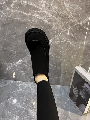 英伦风翻毛皮马丁靴男厚底一脚蹬切尔西靴男真皮大头男棉鞋短靴男