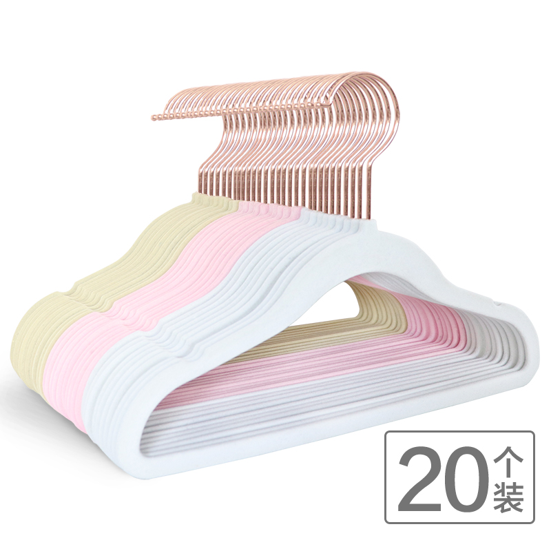 30cm玫瑰金植绒衣架亚马逊直供