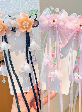 小女孩中国风流苏头饰蝴蝶结