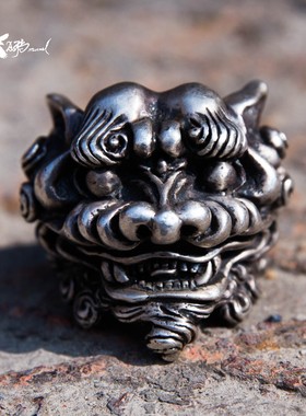 唐朝狮子王戒指环暗黑先锋机车925纯银男女款A鸦原创手工中国风