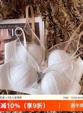 法式薄款网纱蕾丝内衣女性感透气小胸聚拢白色收副乳防下垂文胸罩