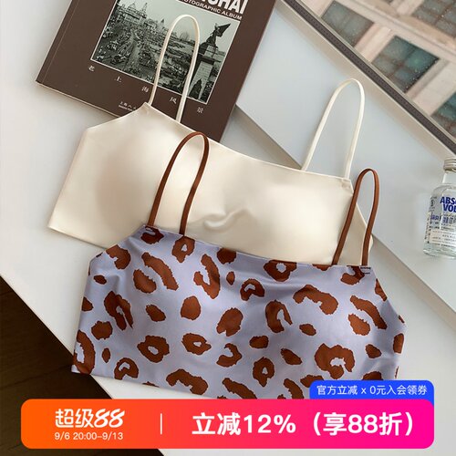 提未苏性感缎面豹纹聚拢抹胸内衣