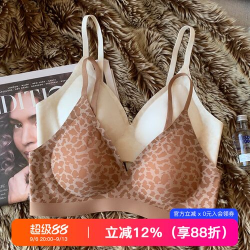 提未苏性感豹纹无钢圈聚拢文胸罩