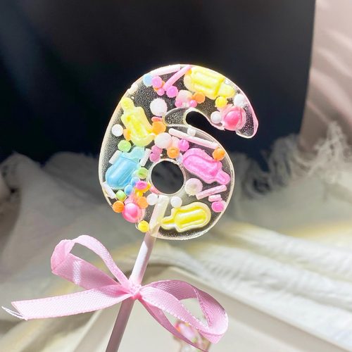 生日蜡烛糖粉色砖石数字棒棒糖定制蛋糕糖果手工波糖儿童食品礼盒