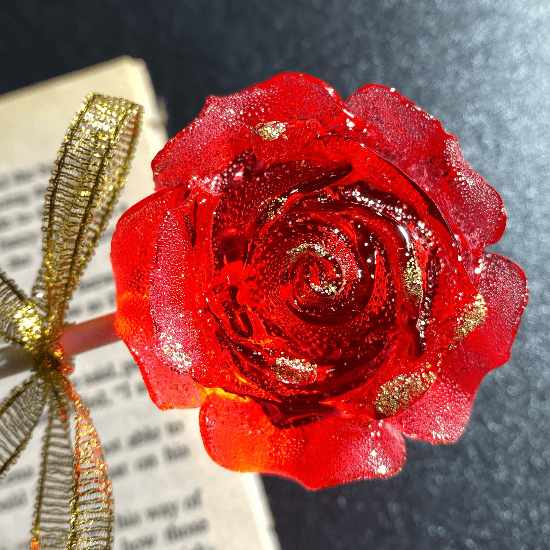 金红色立体玫瑰花伴手礼超大棒棒糖糖果德国手工礼物送女友情人节