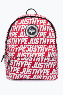 JUST HYPE红色满印花双肩包高中学生书包男女潮牌背包新
