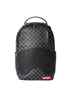 SGR潮牌鲨鱼嘴经典棋盘格双肩包中学生书包男女电脑背包