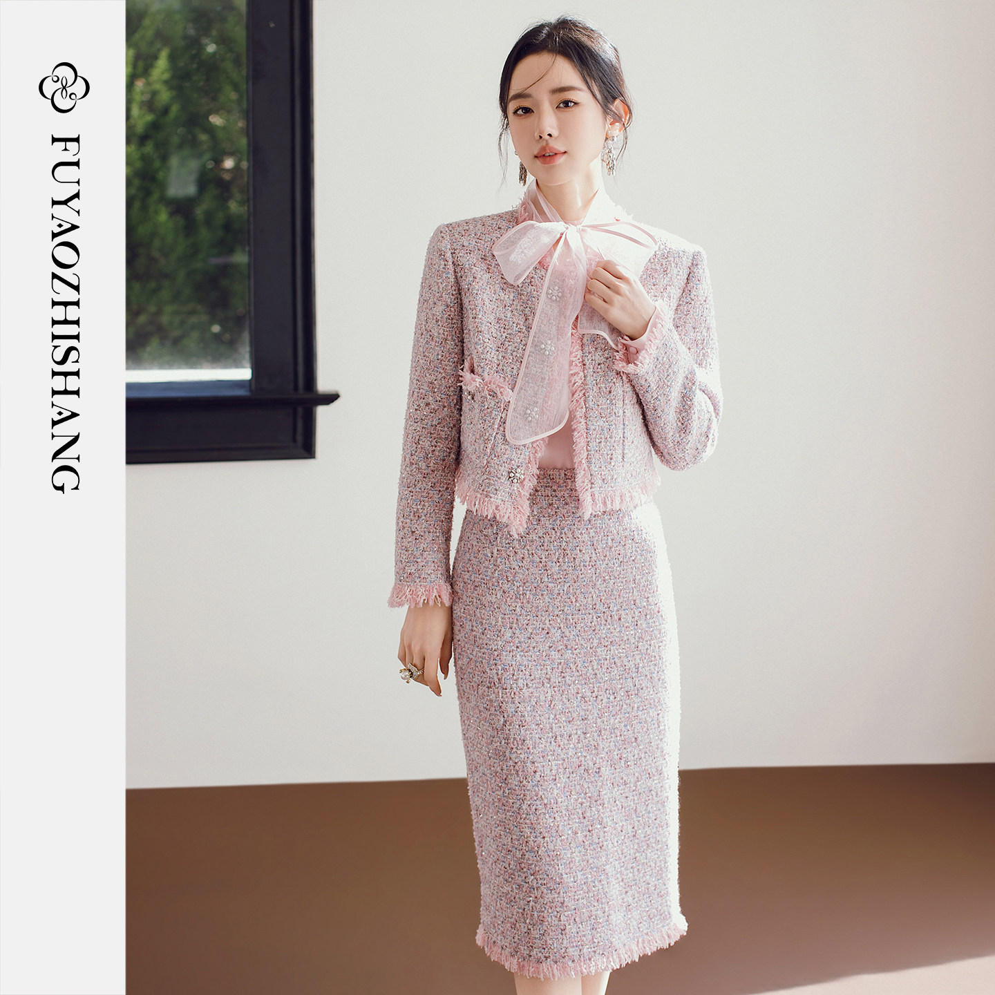 FUYAO扶摇 【奢柔香系】浪漫风时尚套装女短款小香风上衣三件套冬,女装/女士精品,时尚套装,淘宝优惠券,粉丝福利购,淘宝优惠卷