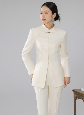 FUYAO扶摇 国风白色西装套装女2026新款设计感改良唐装西服外套春