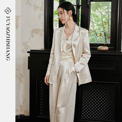 FUYAO扶摇醋酸缎面西装套装