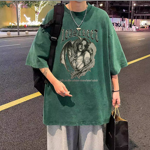 包邮 2026夏季 新款 复古潮流水洗短袖 满68 青少年美式 T恤 精品