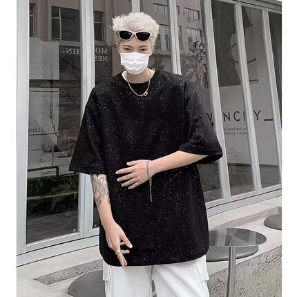 【精品】满68包邮◆2026夏季中性港风潮流时尚宽松满天星短袖T恤