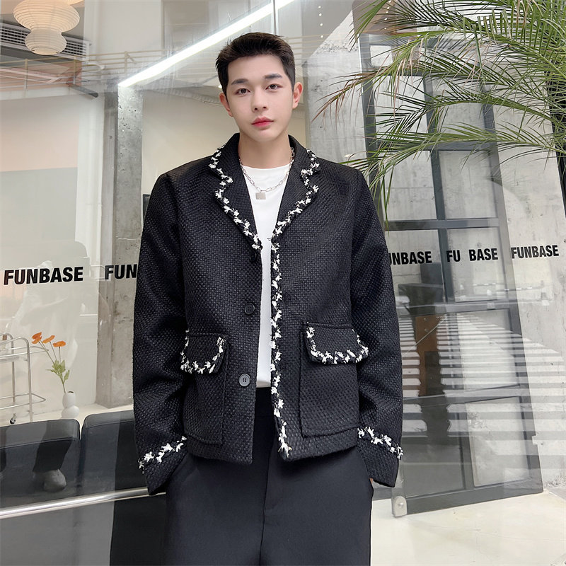 【精品】清完关店◆2026春秋青少年潮流小香风花边拼色休闲西服