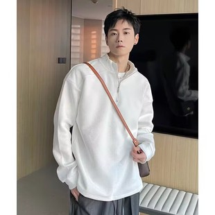 精品 潮流时尚 满68 2025春秋青年美式 百搭半高领宽松卫衣 包邮