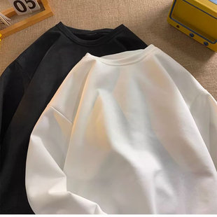 包邮 满68 2025春秋青少年美式 潮流时尚 T恤 仿麂皮绒长袖 精品