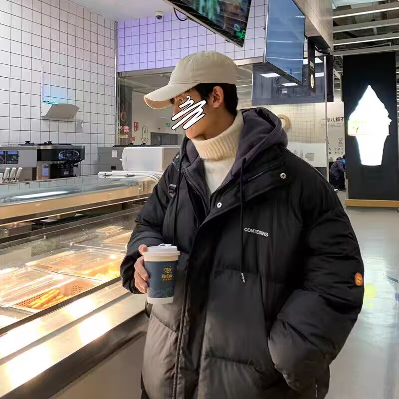 【精品】满68包邮◆2025冬季情侣款港风潮流时尚百搭假两件棉衣