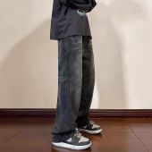 2026春秋青少年港风潮流时尚 包邮 满68 百搭宽松牛仔裤 精品